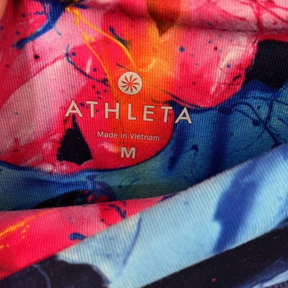 Athleta Multicolor Floral High Rise Leggings Size Medium Blue Pink Orange - Picture 3 of 4